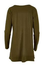 Product shot of The Swing Knit in colour Khaki (Green), from the back