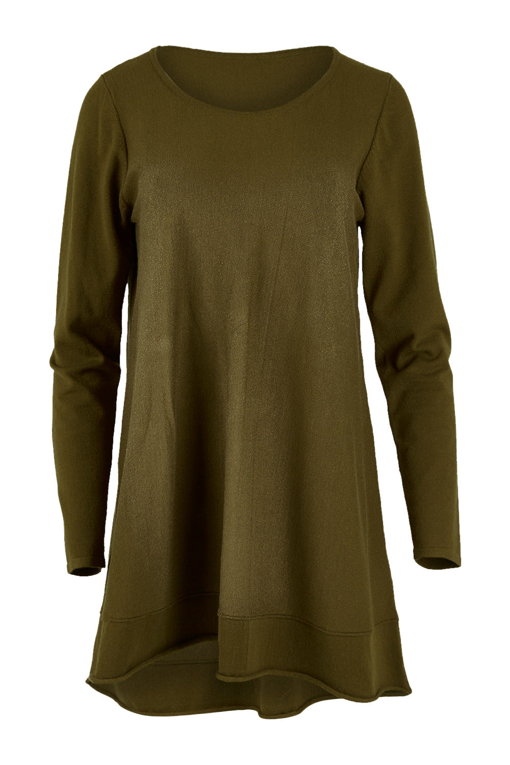 Product shot of The Swing Knit in colour Khaki (Green), from the front
