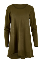 Product shot of The Swing Knit in colour Khaki (Green), from the front