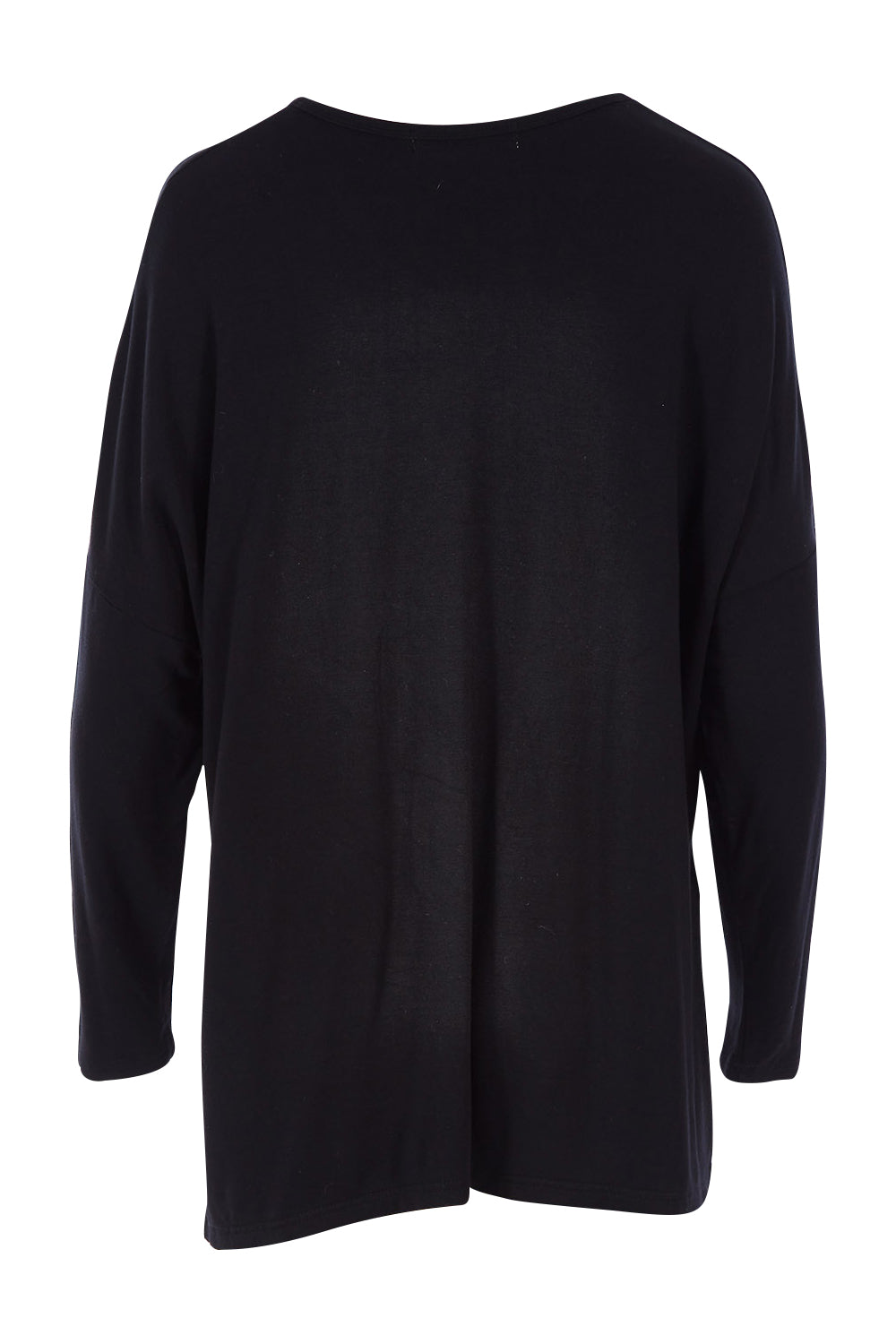 Product shot of The Side Split Tunic Top in colour Black (Black), from the back