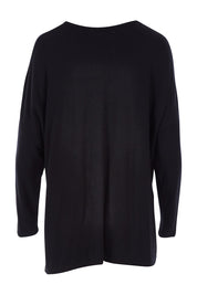 Product shot of The Side Split Tunic Top in colour Black (Black), from the back