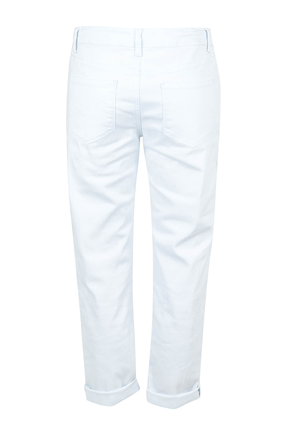 Product shot of The Distressed Boyfriend Slim Leg Jean in colour White (White), from the back
