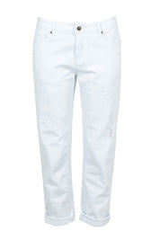 Product shot of The Distressed Boyfriend Slim Leg Jean in colour White (White), from the front