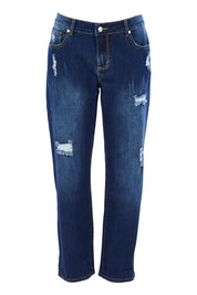 Product shot of The Distressed Boyfriend Jean in colour Mediumblue (Blue), from the front