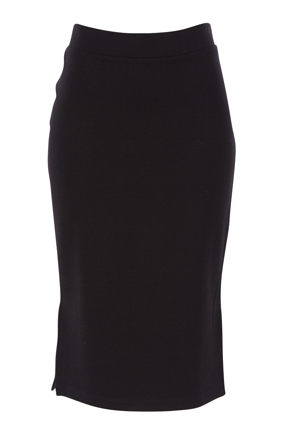 Product shot of The Midi Ponte Skirt in colour Black (Black), from the front