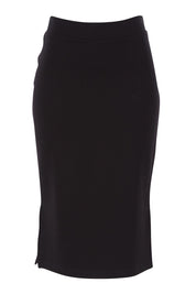 Product shot of The Midi Ponte Skirt in colour Black (Black), from the front