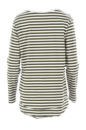 Product shot of The Relaxed Cotton Long Sleeve Tee in colour Khaki (Green), from the back