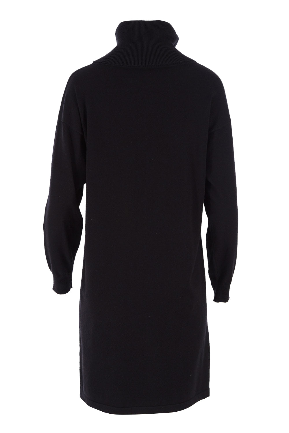 Product shot of The Roll Neck Tunic Dress in colour Black (Black), from the back