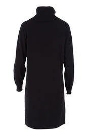 Product shot of The Roll Neck Tunic Dress in colour Black (Black), from the back