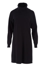 Product shot of The Roll Neck Tunic Dress in colour Black (Black), from the front