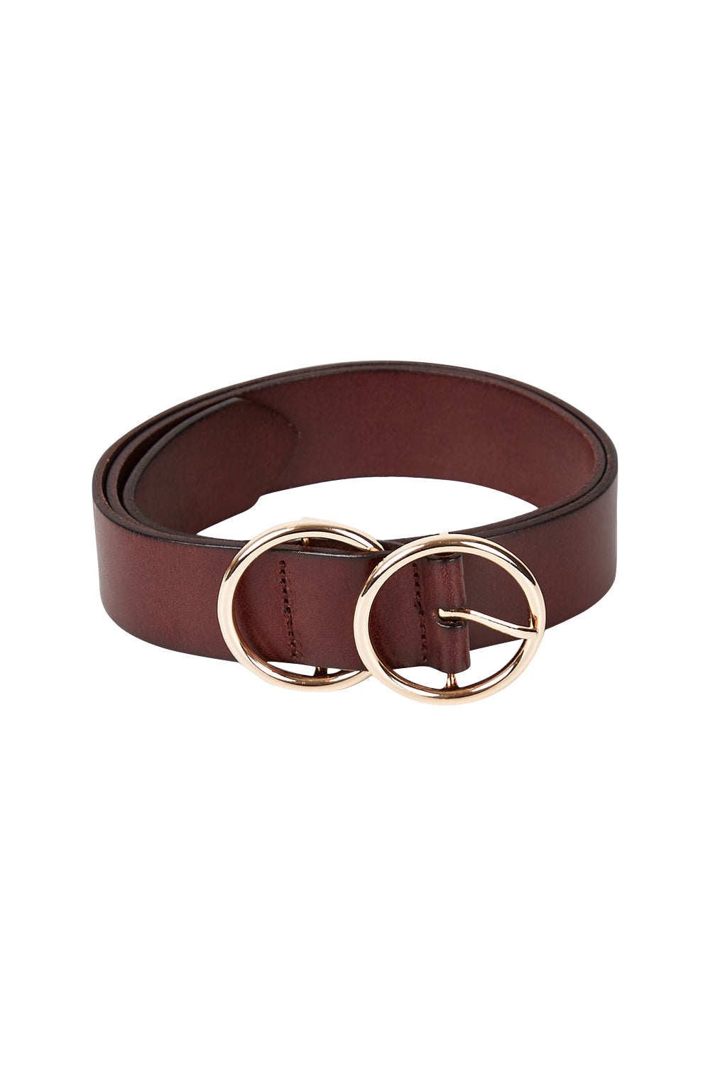 Product shot of The Townsville Genuine Leather Belt in colour Darkbrown, from the front