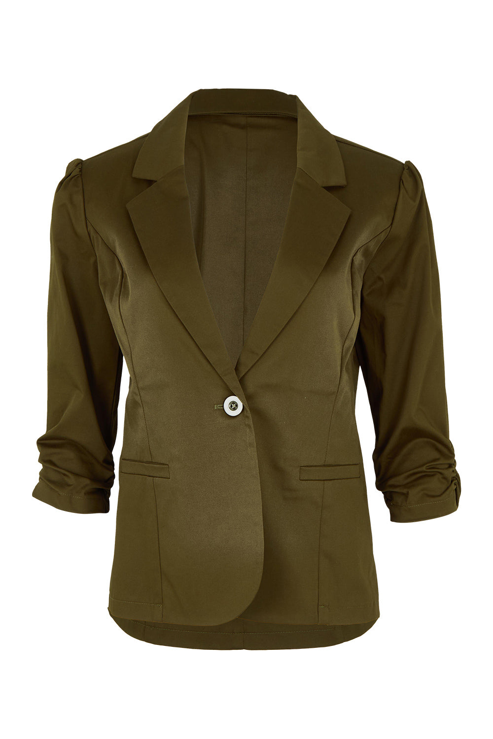 Product shot of The Everyday Blazer in colour Darkolive (Green), from the front