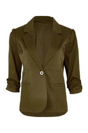 Product shot of The Everyday Blazer in colour Darkolive (Green), from the front