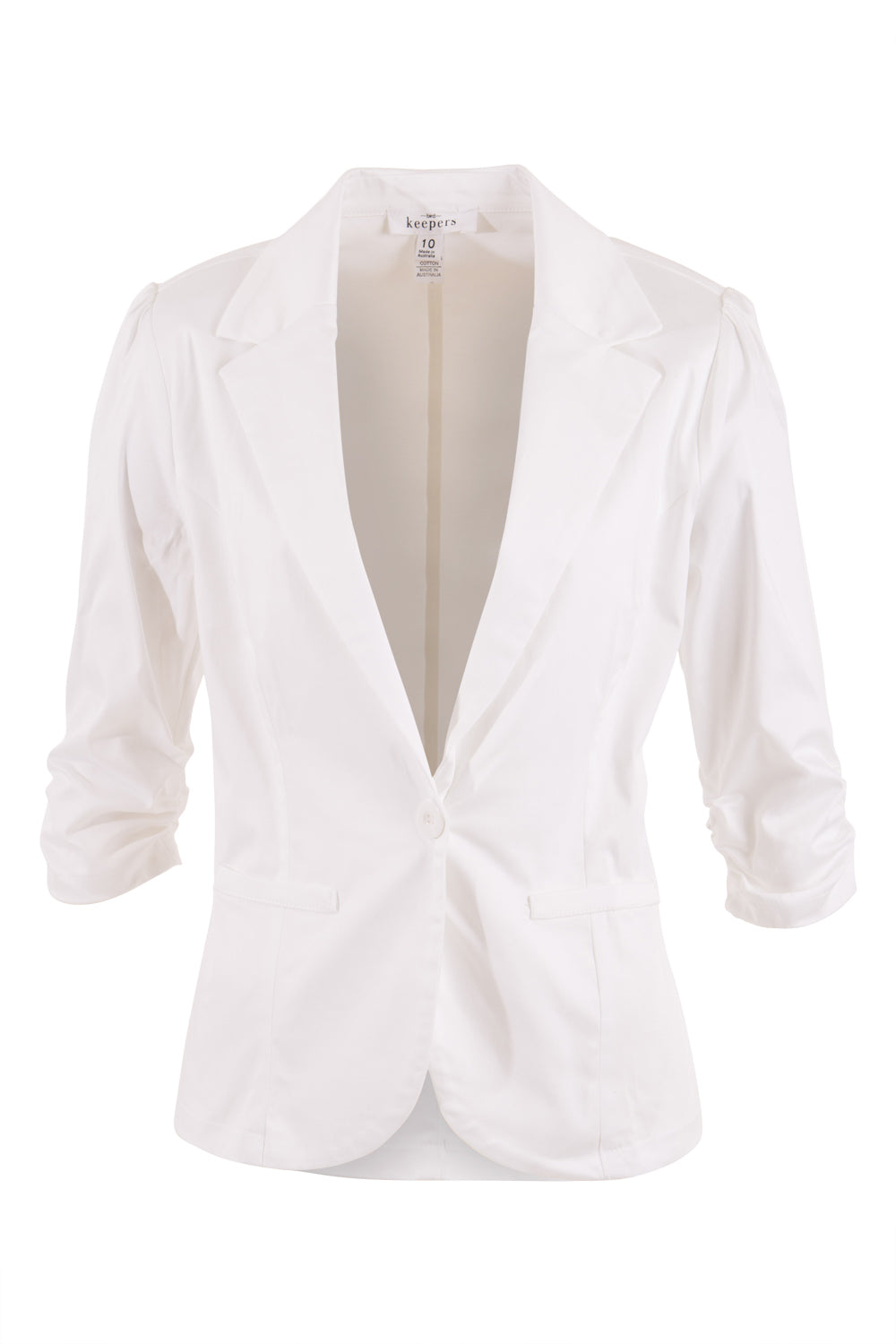 Product shot of The Everyday Blazer in colour White (White), from the front