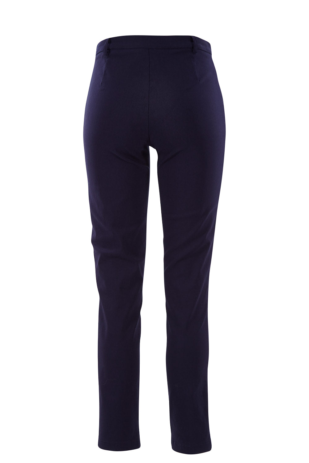 Product shot of The Slim Cut Stretch Pant in colour Navy (Blue), from the back