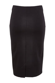 Product shot of The Define Ponte Pull On Skirt in colour Black (Black), from the back