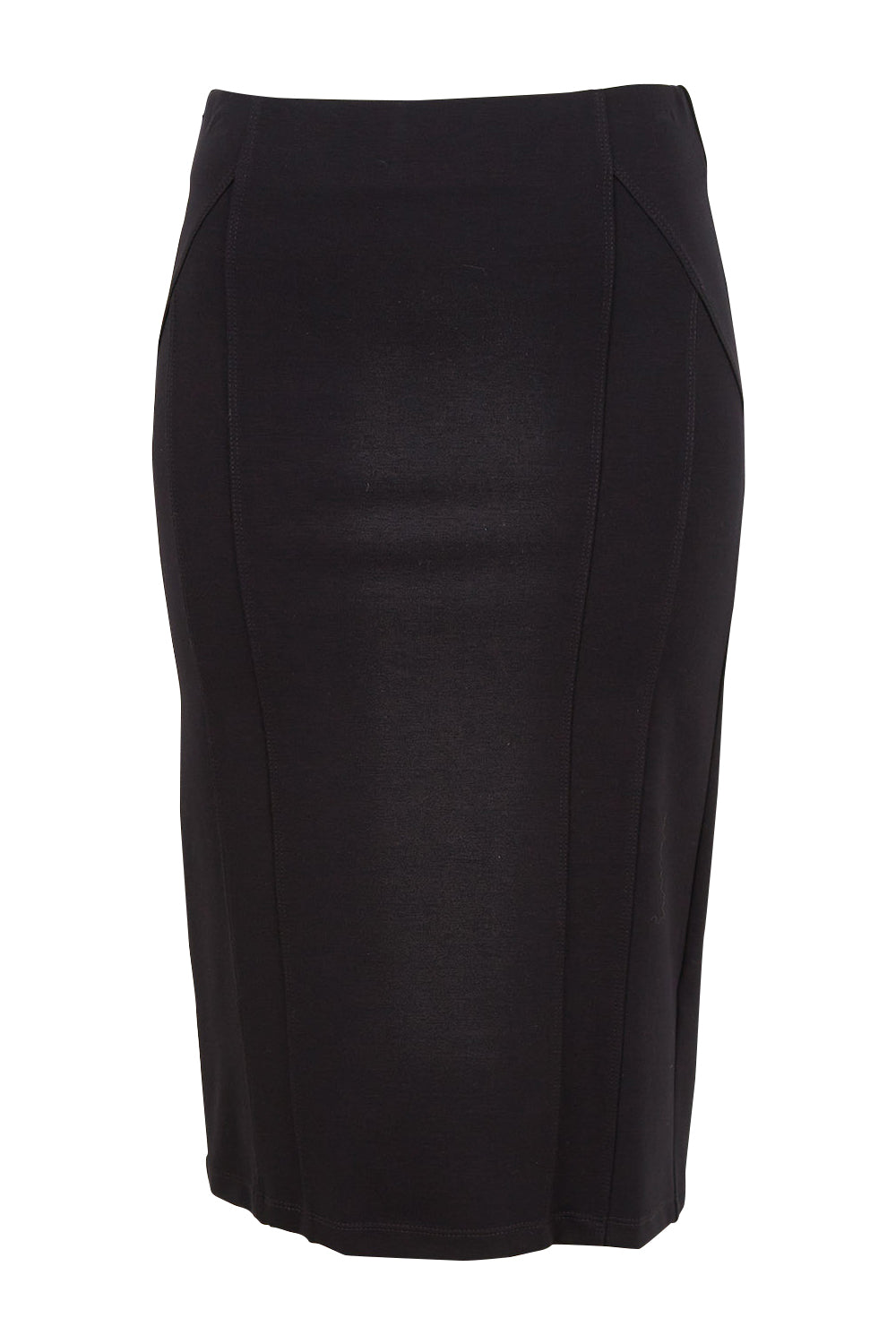 Product shot of The Define Ponte Pull On Skirt in colour Black (Black), from the front