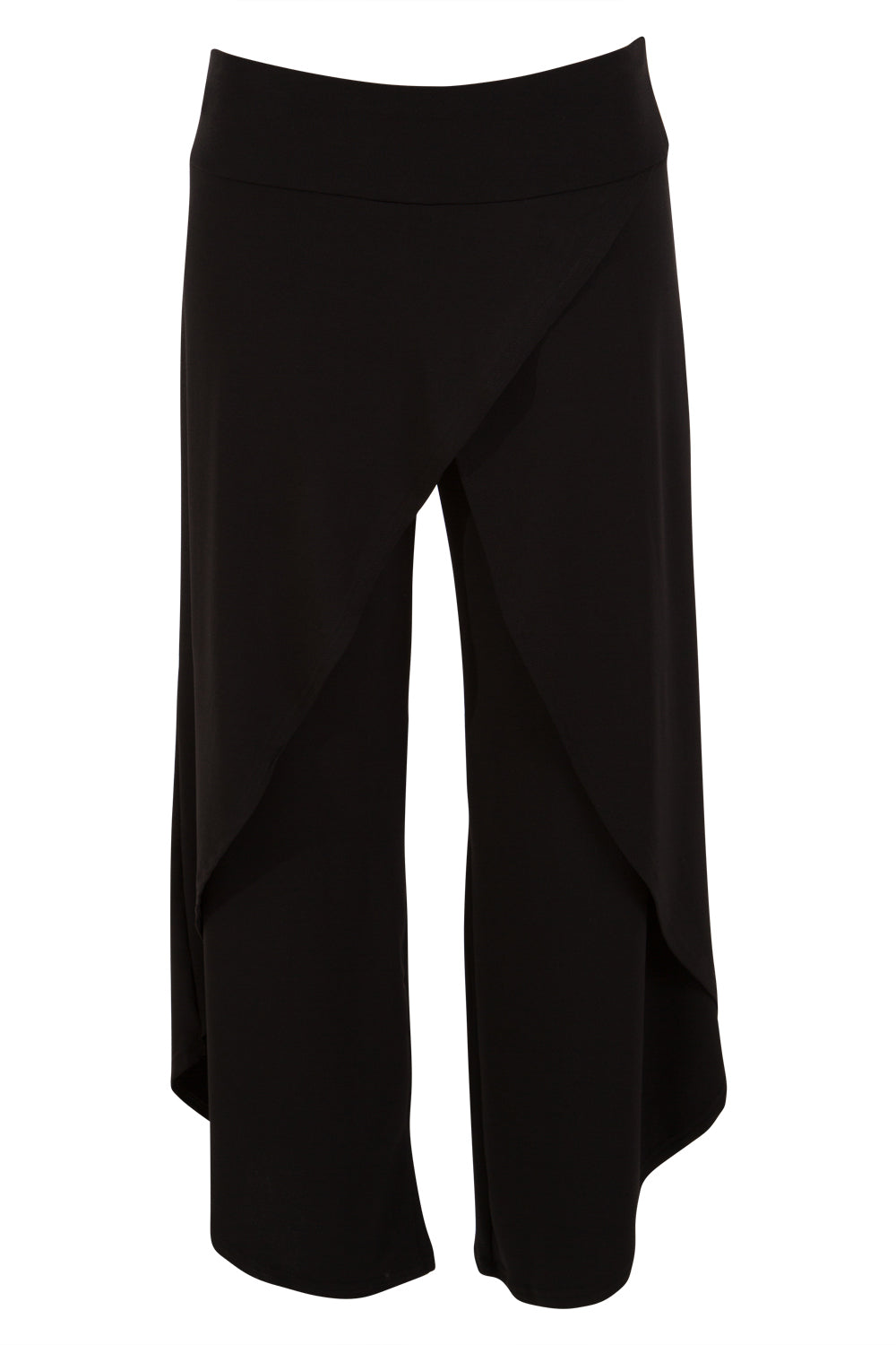Product shot of The Cross Over Pant in colour Black (Black), from the front