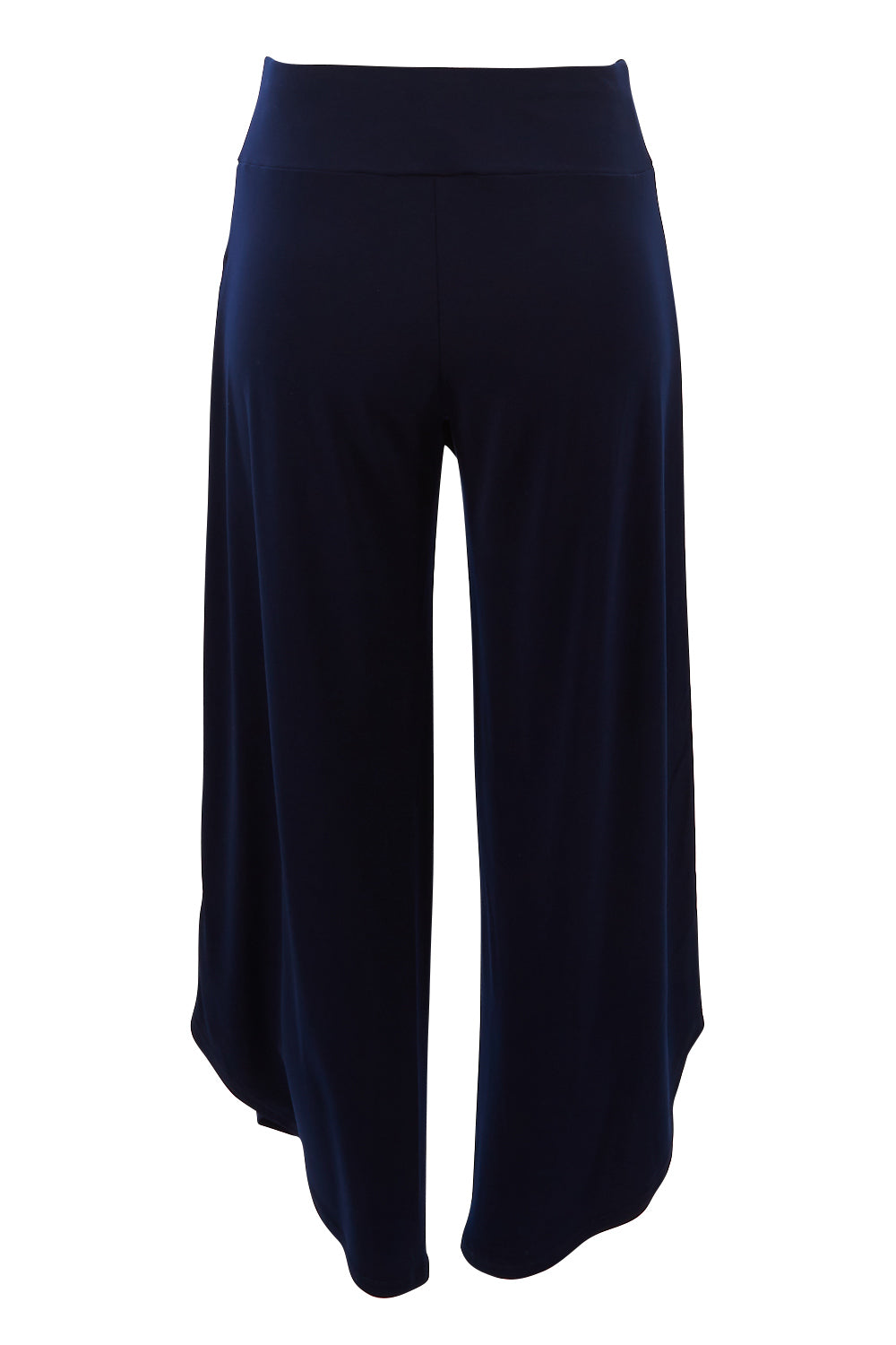Product shot of The Cross Over Pant in colour Navy (Blue), from the back
