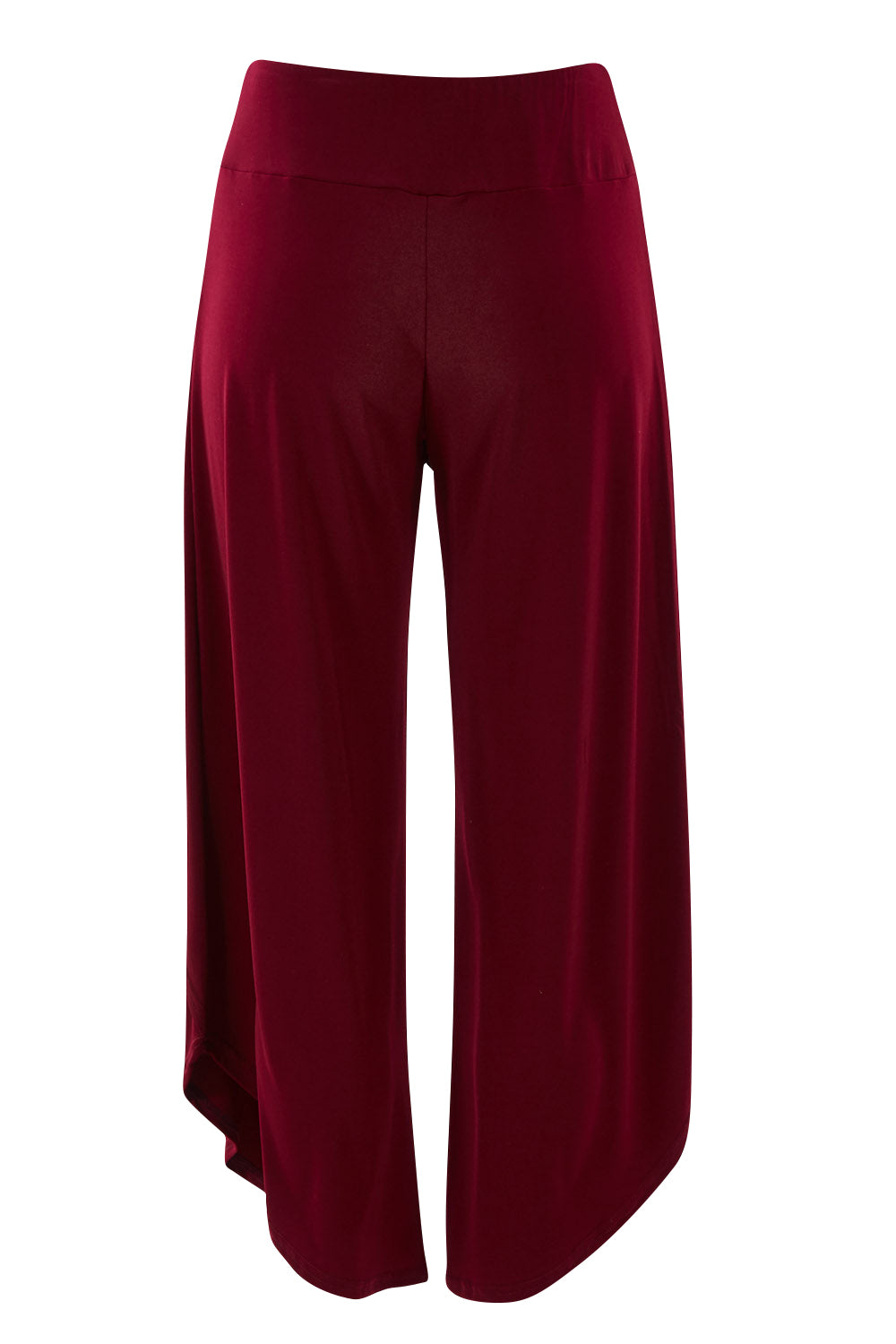 Product shot of The Cross Over Pant in colour Port (Purple), from the back