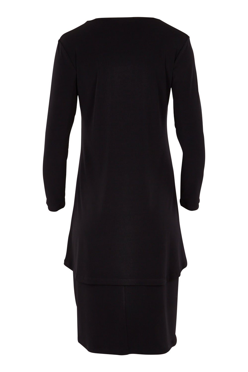 Product shot of The Long Rita Dress in colour Black (Black), from the back