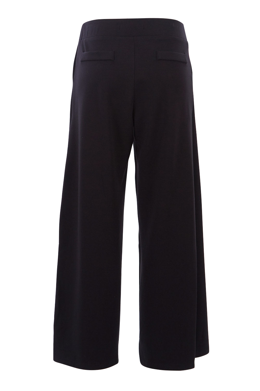 Product shot of The Wide Leg Ponte Pant in colour Black (Black), from the back