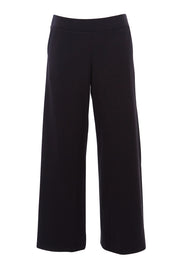 Product shot of The Wide Leg Ponte Pant in colour Black (Black), from the front