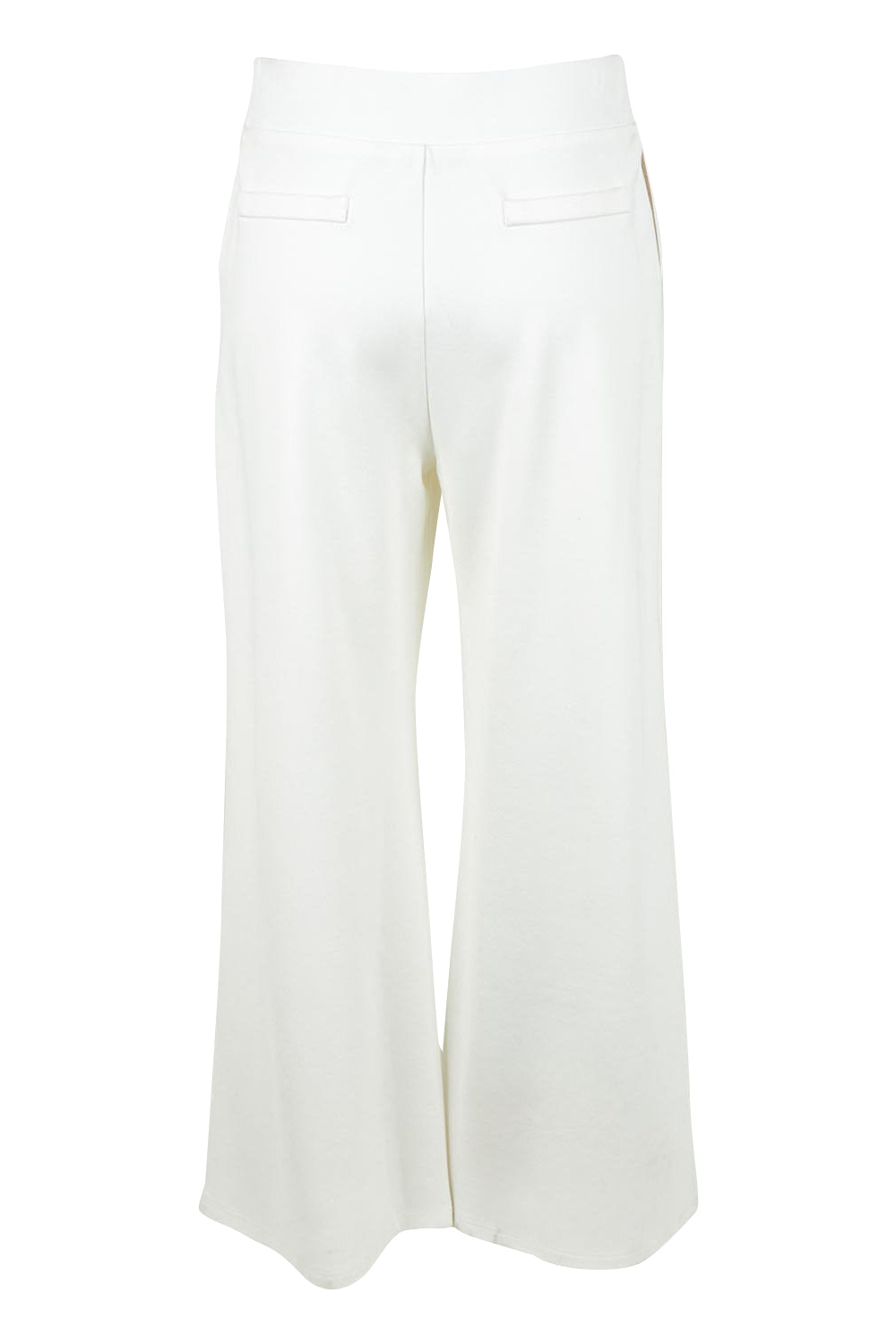 Product shot of The Wide Leg Ponte Pant in colour Pearl (White), from the back