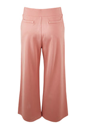 Product shot of The Wide Leg Ponte Pant in colour Rose (Pink), from the back