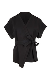 Product shot of The Kimono Top in colour Black (Black), from the front