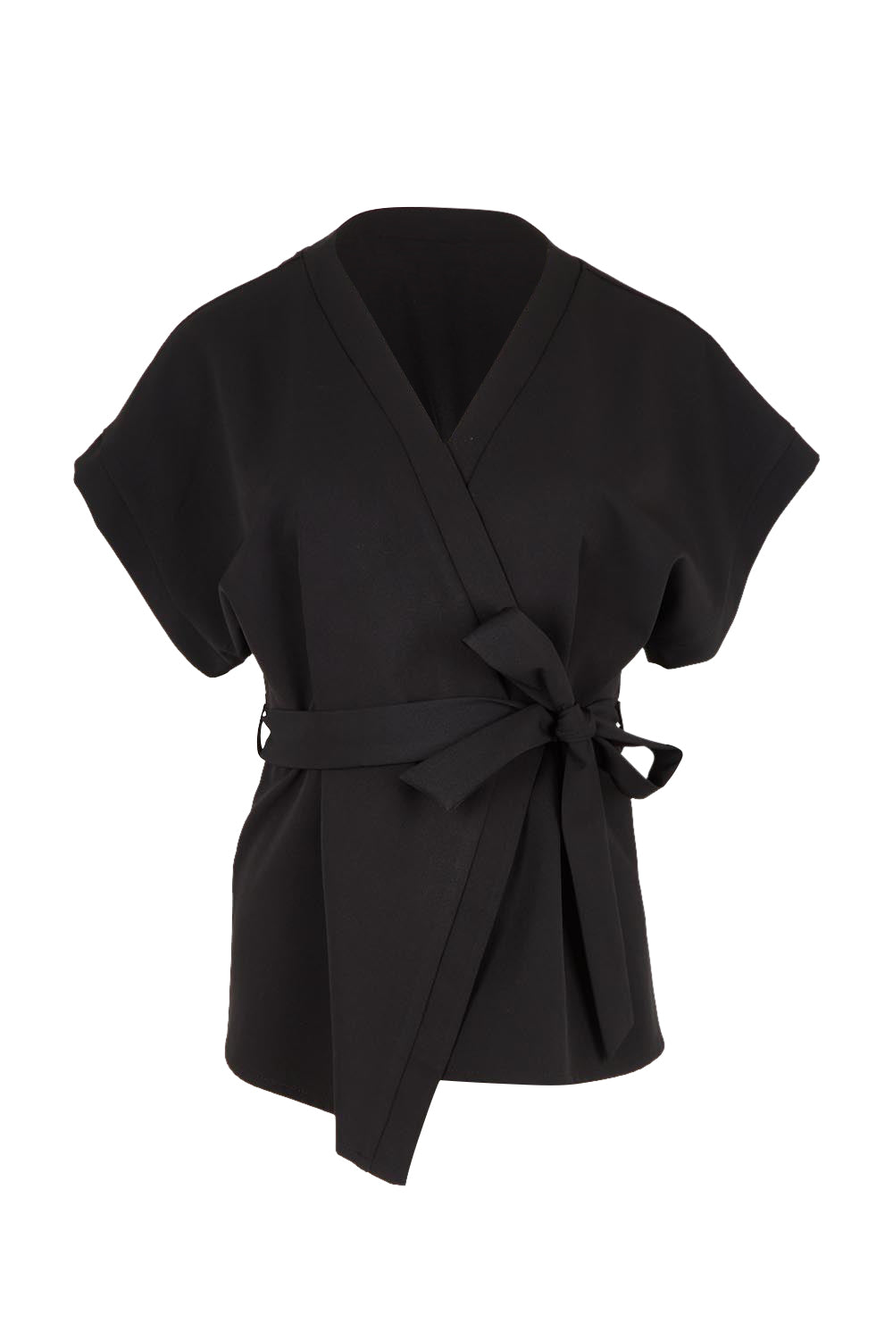 Product shot of The Kimono Top in colour Black (Black), from the front