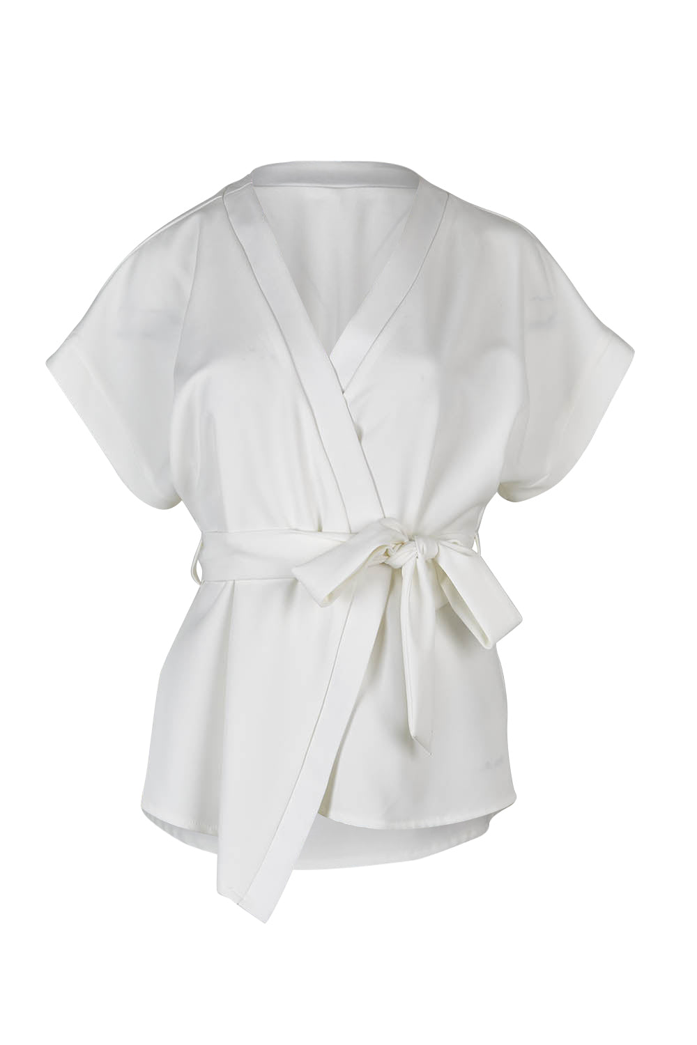 Product shot of The Kimono Top in colour Ivory (White), from the front