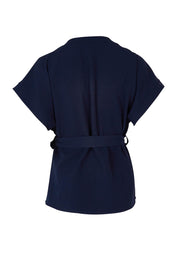 Product shot of The Kimono Top in colour Navy (Blue), from the back