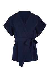 Product shot of The Kimono Top in colour Navy (Blue), from the front