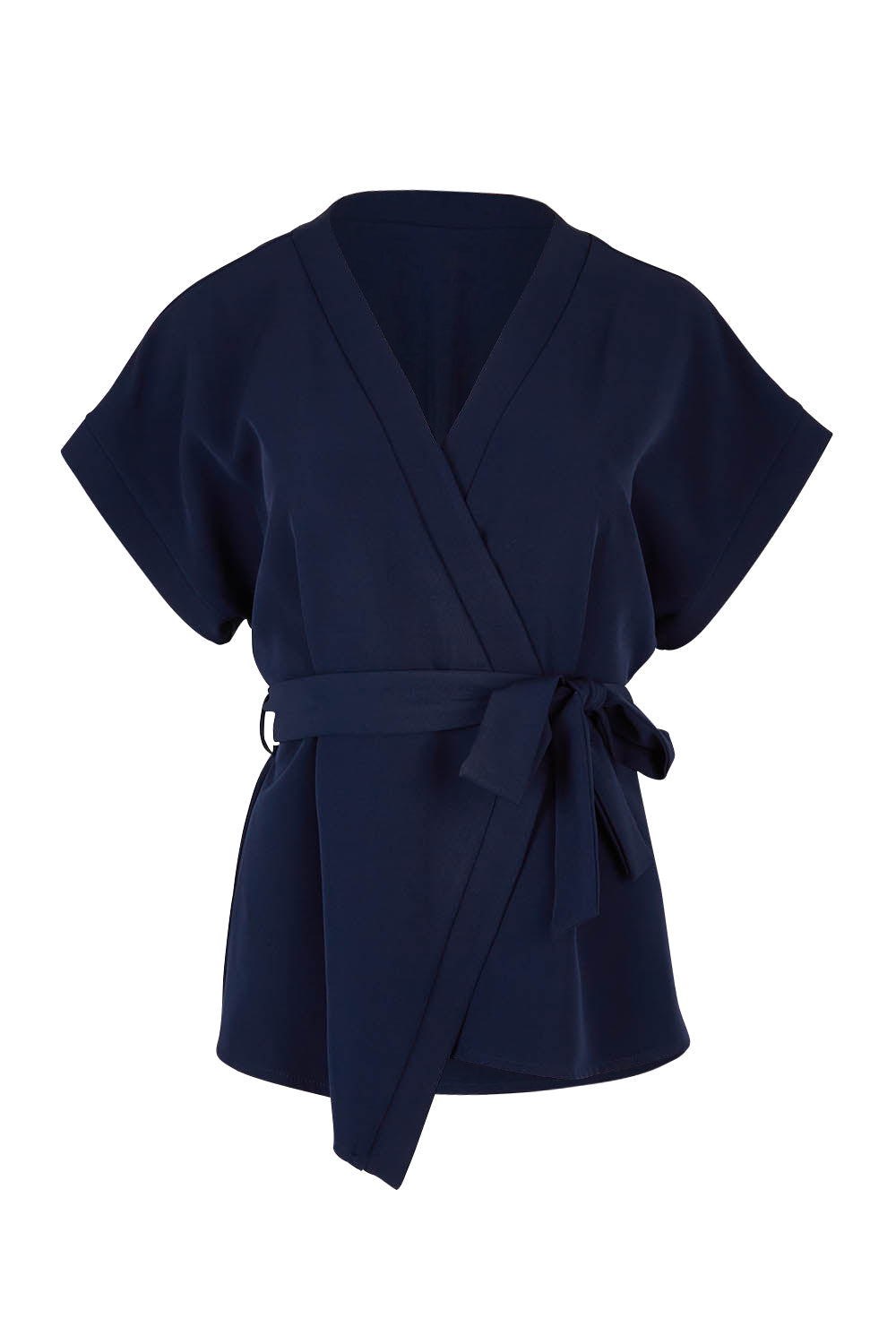 Product shot of The Kimono Top in colour Navy (Blue), from the front