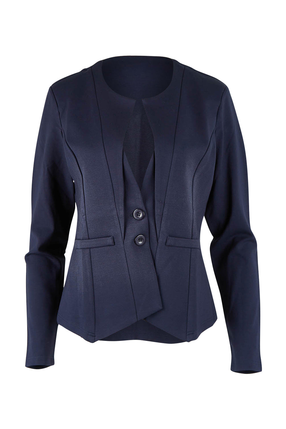 Product shot of The Define Ponte Jacket in colour Darknavy (Blue), from the front