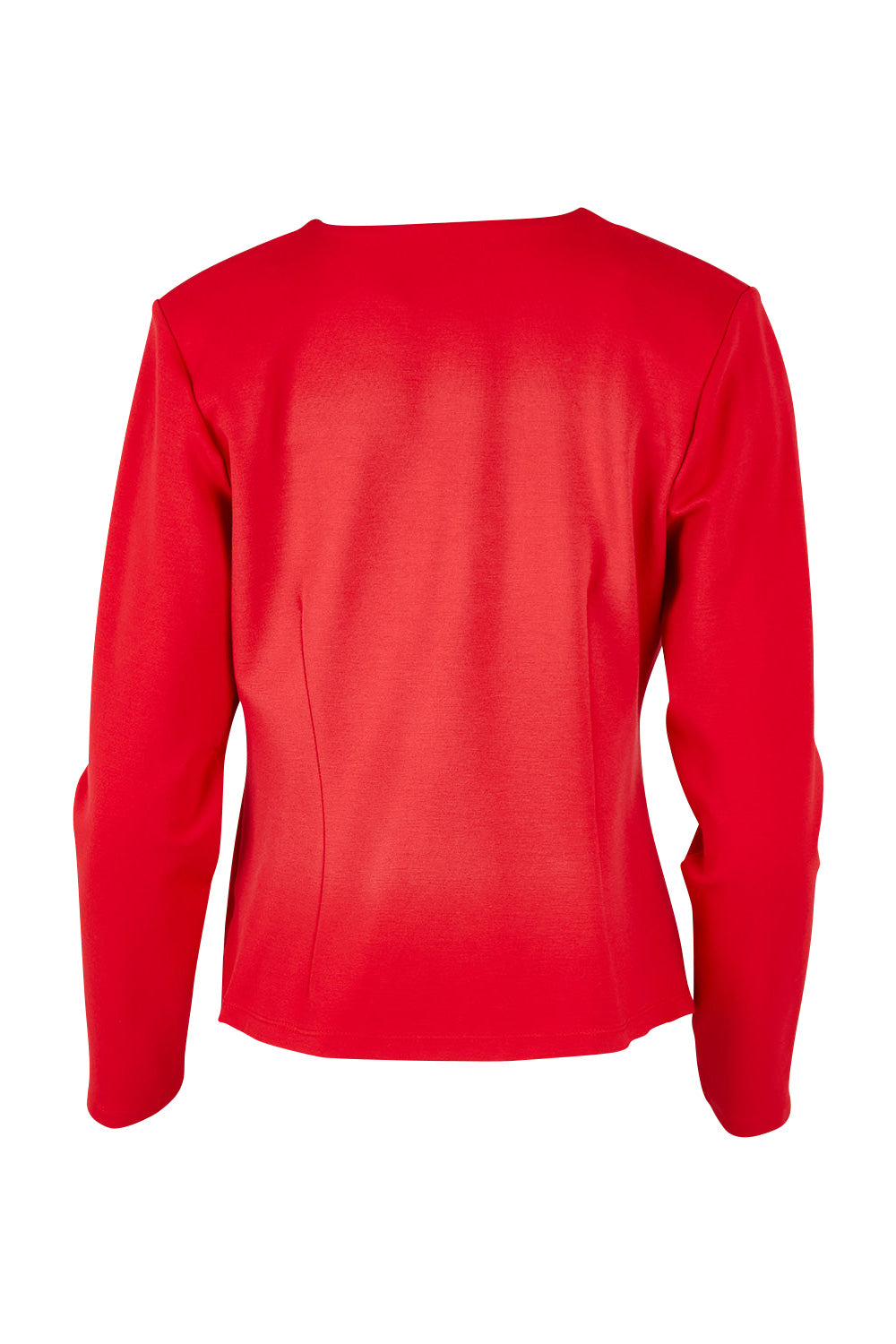 Product shot of The Define Ponte Jacket in colour Fire (Red), from the back