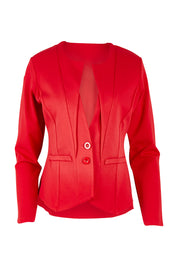Product shot of The Define Ponte Jacket in colour Fire (Red), from the front