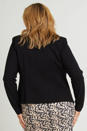Model Fiona wearing size 16 of The Define Ponte Jacket in colour Jetblack (Black), from the back
