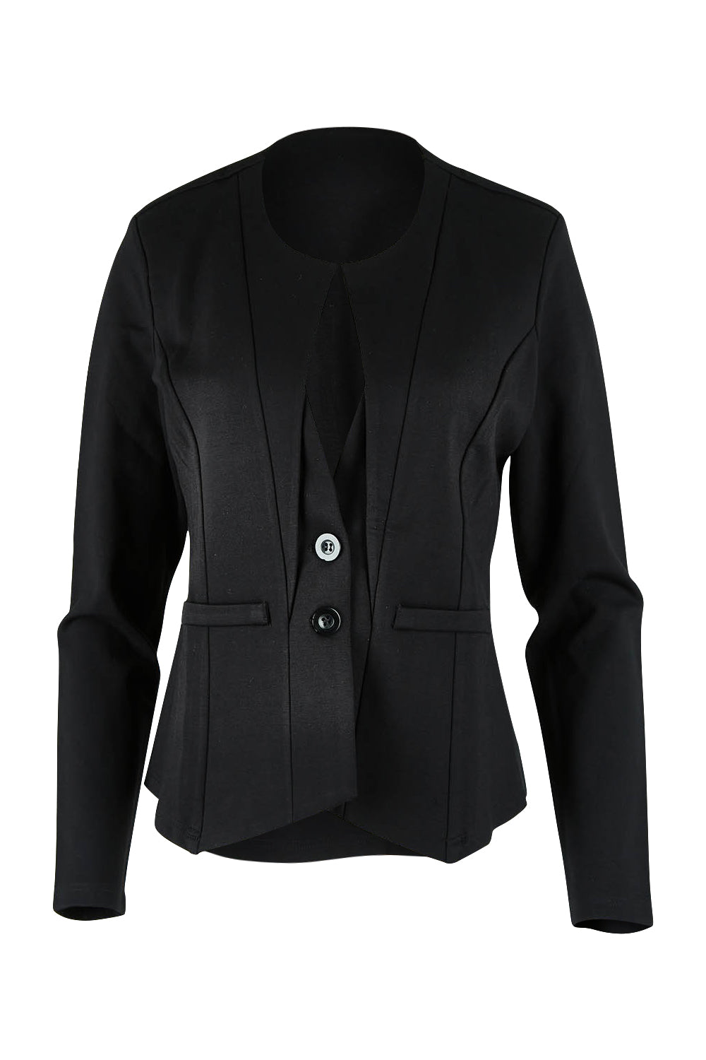 Product shot of The Define Ponte Jacket in colour Jetblack (Black), from the front