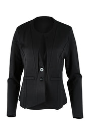 Product shot of The Define Ponte Jacket in colour Jetblack (Black), from the front