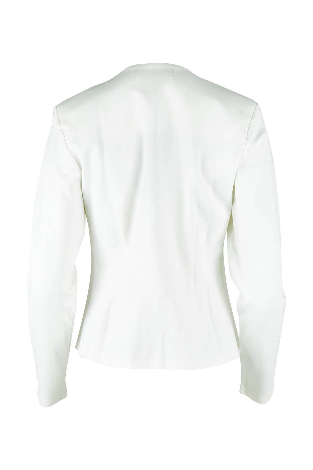 Product shot of The Define Ponte Jacket in colour Pearl (White), from the back