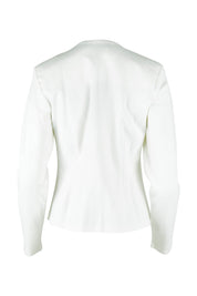 Product shot of The Define Ponte Jacket in colour Pearl (White), from the back