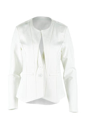 Product shot of The Define Ponte Jacket in colour Pearl (White), from the front
