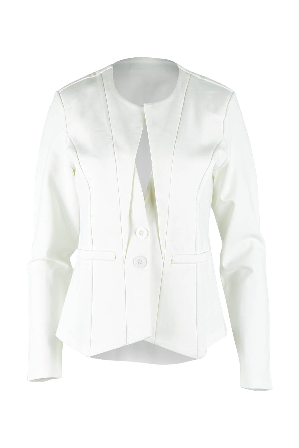 Product shot of The Define Ponte Jacket in colour Pearl (White), from the front
