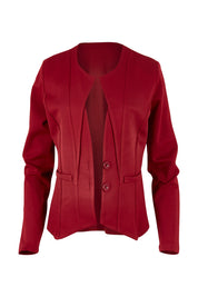 Product shot of The Define Ponte Jacket in colour Port (Red), from the front