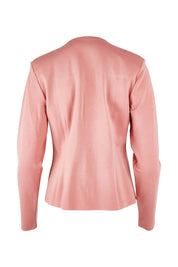 Product shot of The Define Ponte Jacket in colour Rose (Pink), from the back