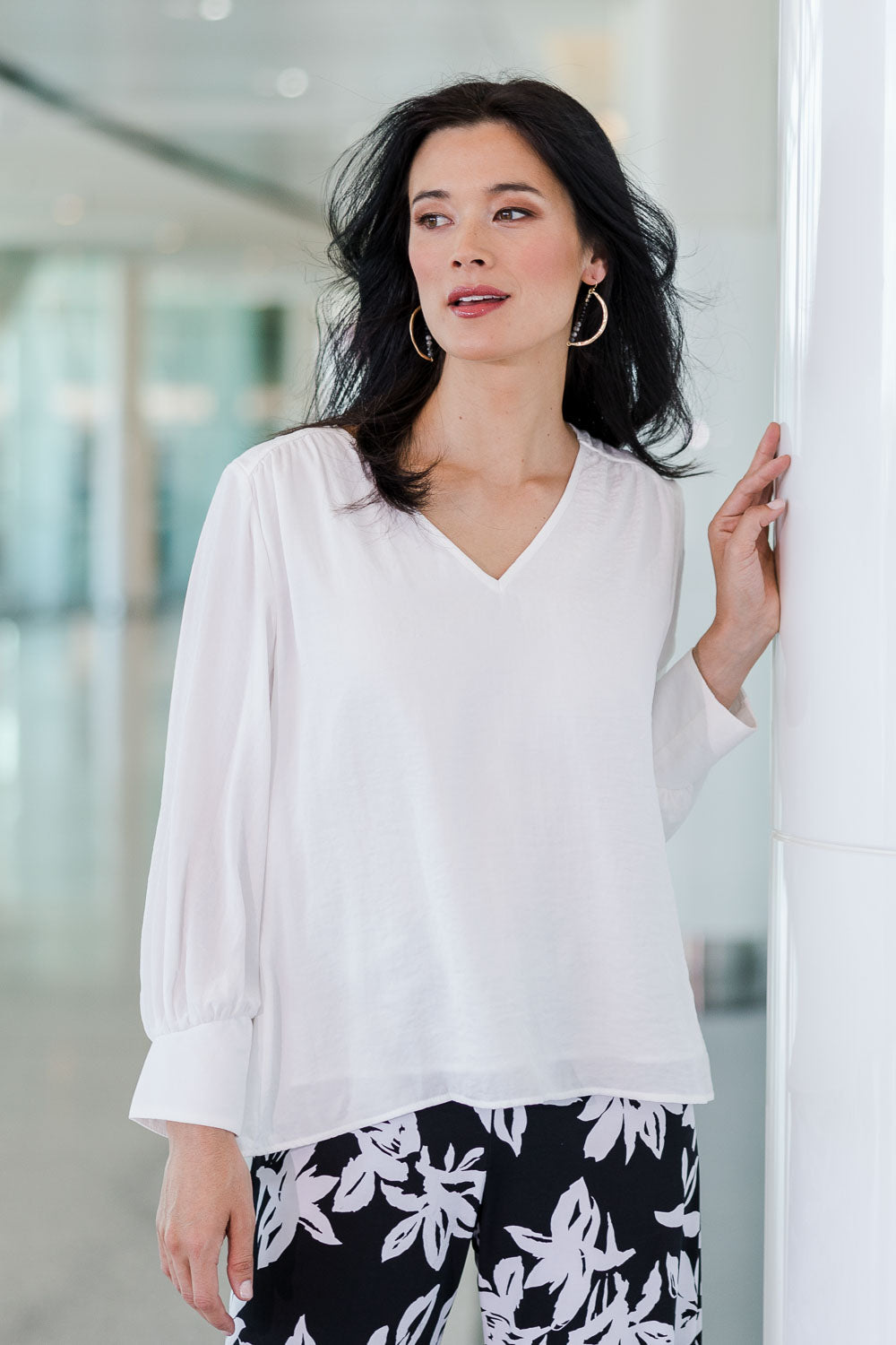 bird by design Women's The Luxe Dobby Blouse in White – birdsnest