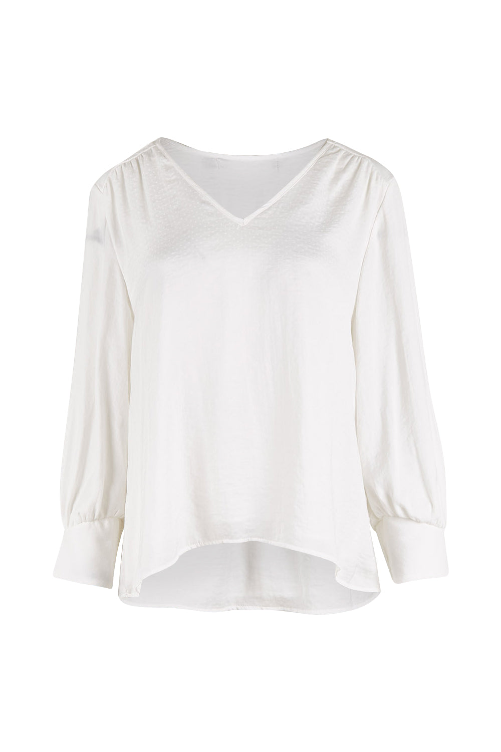 Product shot of The Luxe Dobby Blouse in colour White (White), from the front