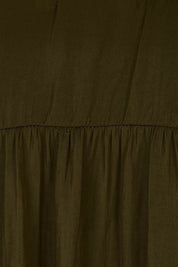 Product shot of The Luxe V Neck Blouse in colour Sepia, detail